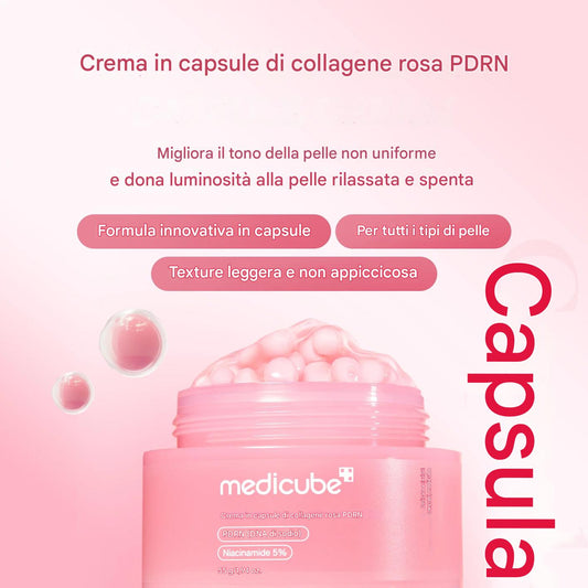 Medicube PDRN Pink Collagen Capsule Cream 55g – Crema Viso Rimpolpante Idratante | Collagen Cream